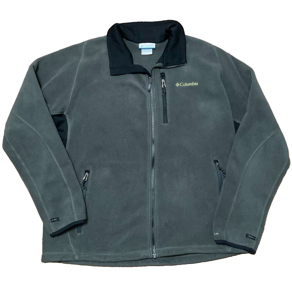 Columbia Mens Size XXL Charcoal Gray Fleece Pocketed Full Zip Sweatshirt
